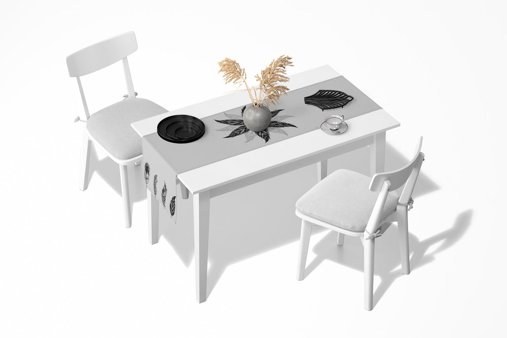 Chemin De Table Imprimé Plume - 45x150 cm