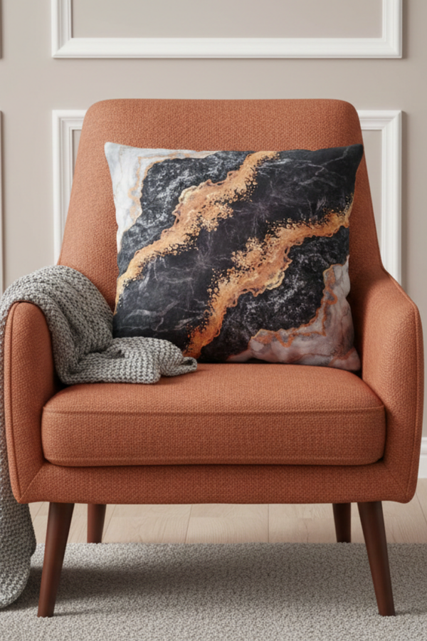 Lot De 4 Housses De Coussin Imprimées Chic Marbré - 43x43 cm