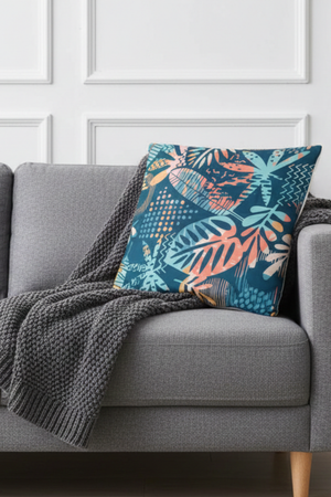 Lot De 4 Housses De Coussin Imprimées Plume - 43x43 cm