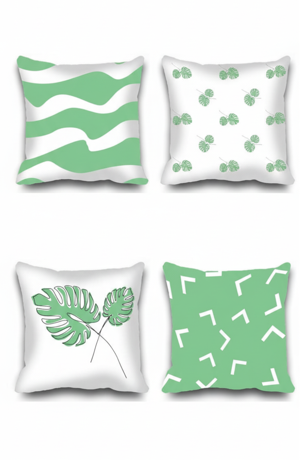 Lot de 4 housses de coussin imprimées, motif feuilles colorées, 40×40 cm