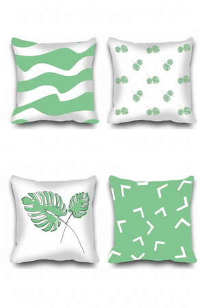 Lot de 4 housses de coussin imprimées, motif feuilles colorées, 40×40 cm