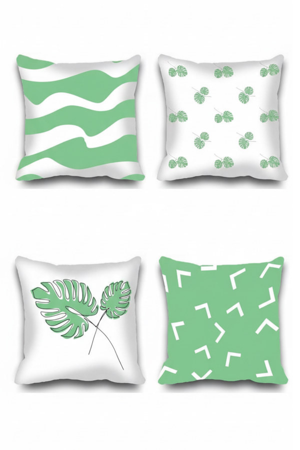 Lot de 4 housses de coussin imprimées, motif feuilles colorées, 40×40 cm