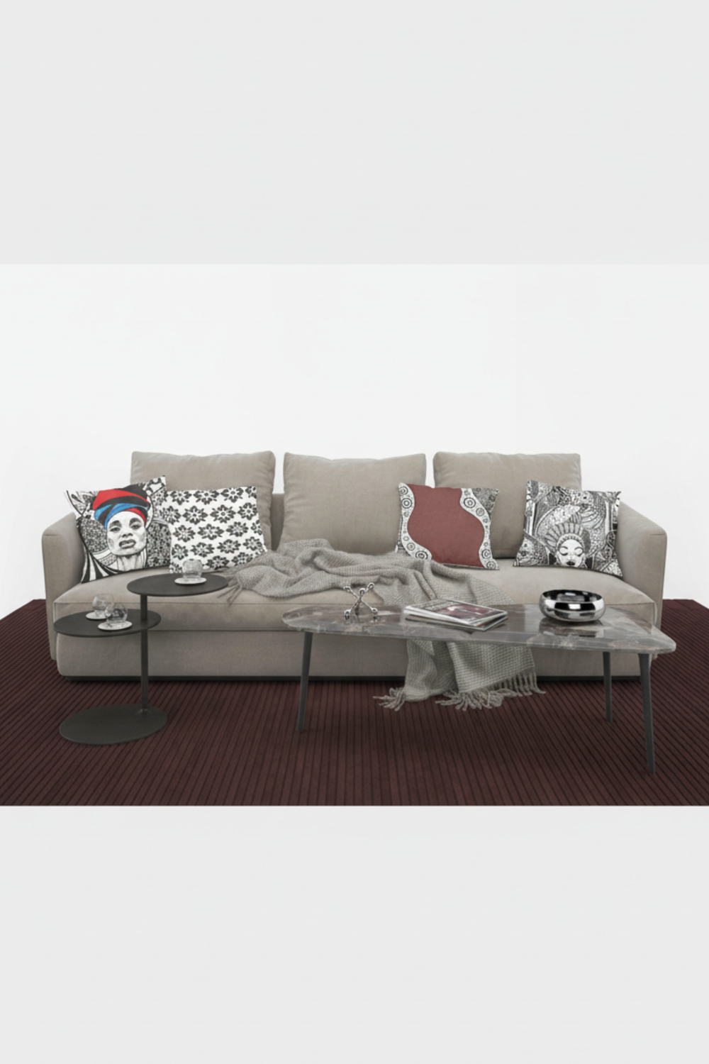 Lot De 4 Housses De Coussin Femme Africaine - 40x40 cm