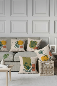 Lot De 4 Housses De Coussin Feuilles De Printemps - 43x43 cm