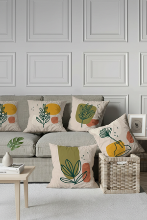 Lot De 4 Housses De Coussin Feuilles De Printemps - 43x43 cm