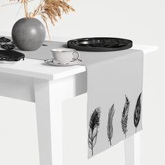 Chemin De Table Imprimé Plume - 45x150 cm