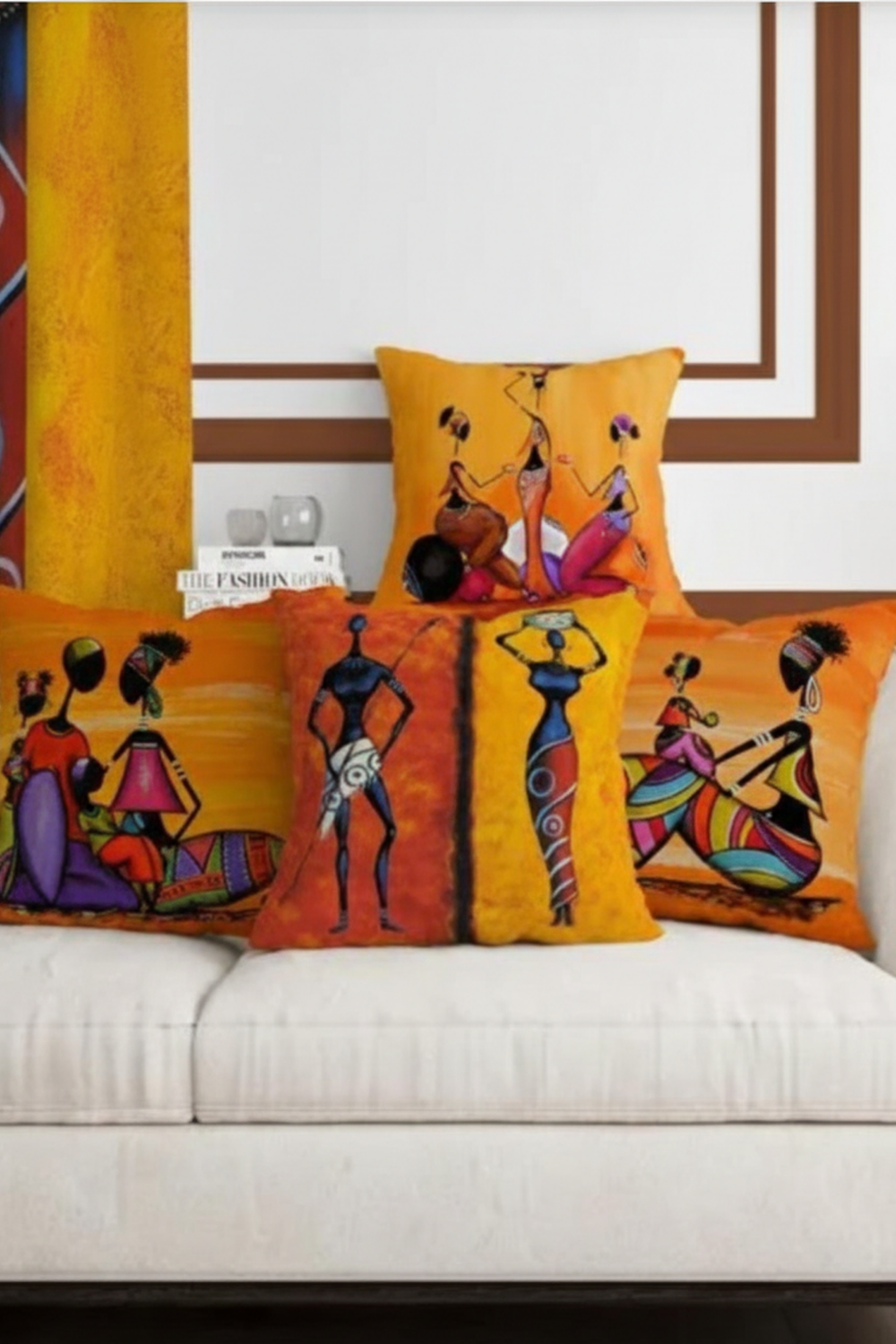 Lot De 4 Housses De Coussin Imprimées Africain - 43x43 cm