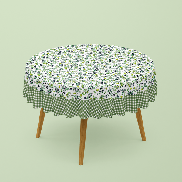 Nappe Ronde Imprimée Olive - 150 cm