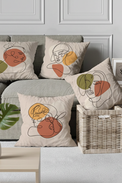 Lot De 4 Housses De Coussin Imprimées Female Line - 43x43 cm