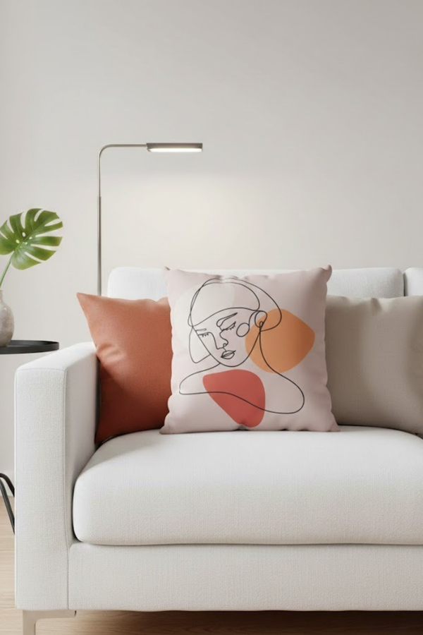 Lot De 4 Housses De Coussin Imprimées Female Line - 43x43 cm