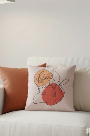 Lot De 4 Housses De Coussin Imprimées Female Line - 43x43 cm