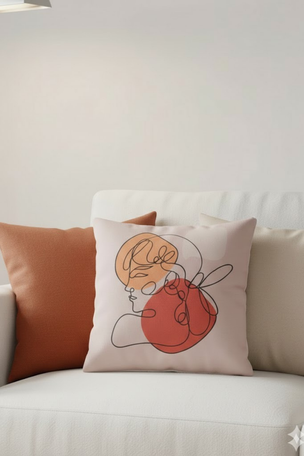 Lot De 4 Housses De Coussin Imprimées Female Line - 43x43 cm