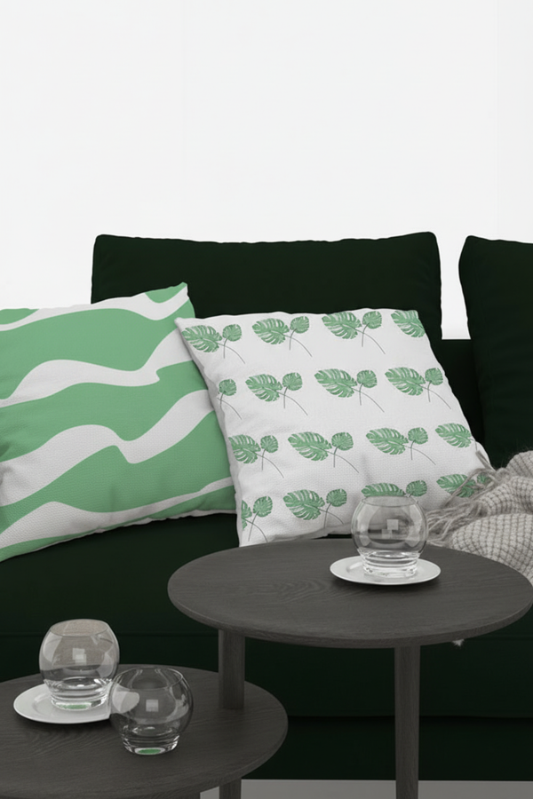 Lot de 4 housses de coussin imprimées, motif feuilles colorées, 40×40 cm