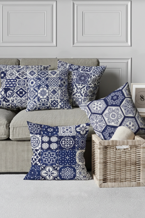 Lot De 4 Housses De Coussin Imprimées Mosaïque - 43x43 cm