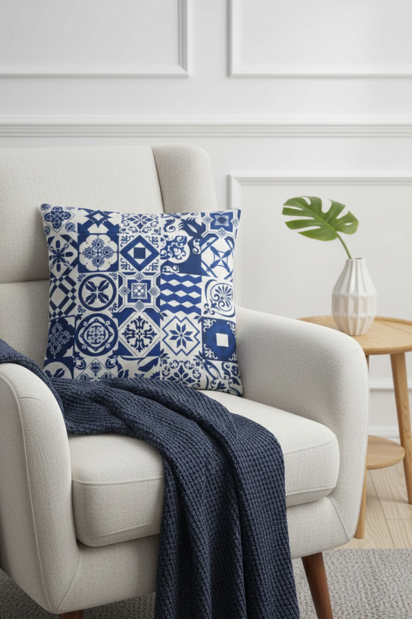 Lot De 4 Housses De Coussin Imprimées Mosaïque - 43x43 cm