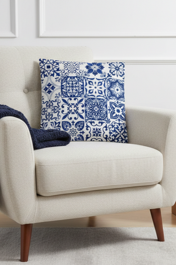 Lot De 4 Housses De Coussin Imprimées Mosaïque - 43x43 cm