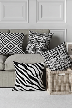 Lot De 4 Housses De Coussin Imprimées Sweet Home Noir - 43x43