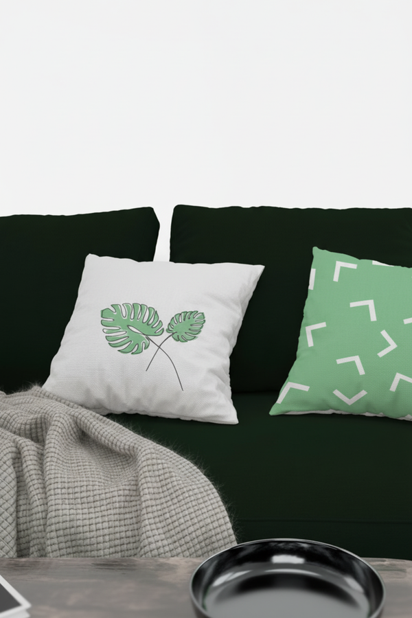 Lot de 4 housses de coussin imprimées, motif feuilles colorées, 40×40 cm