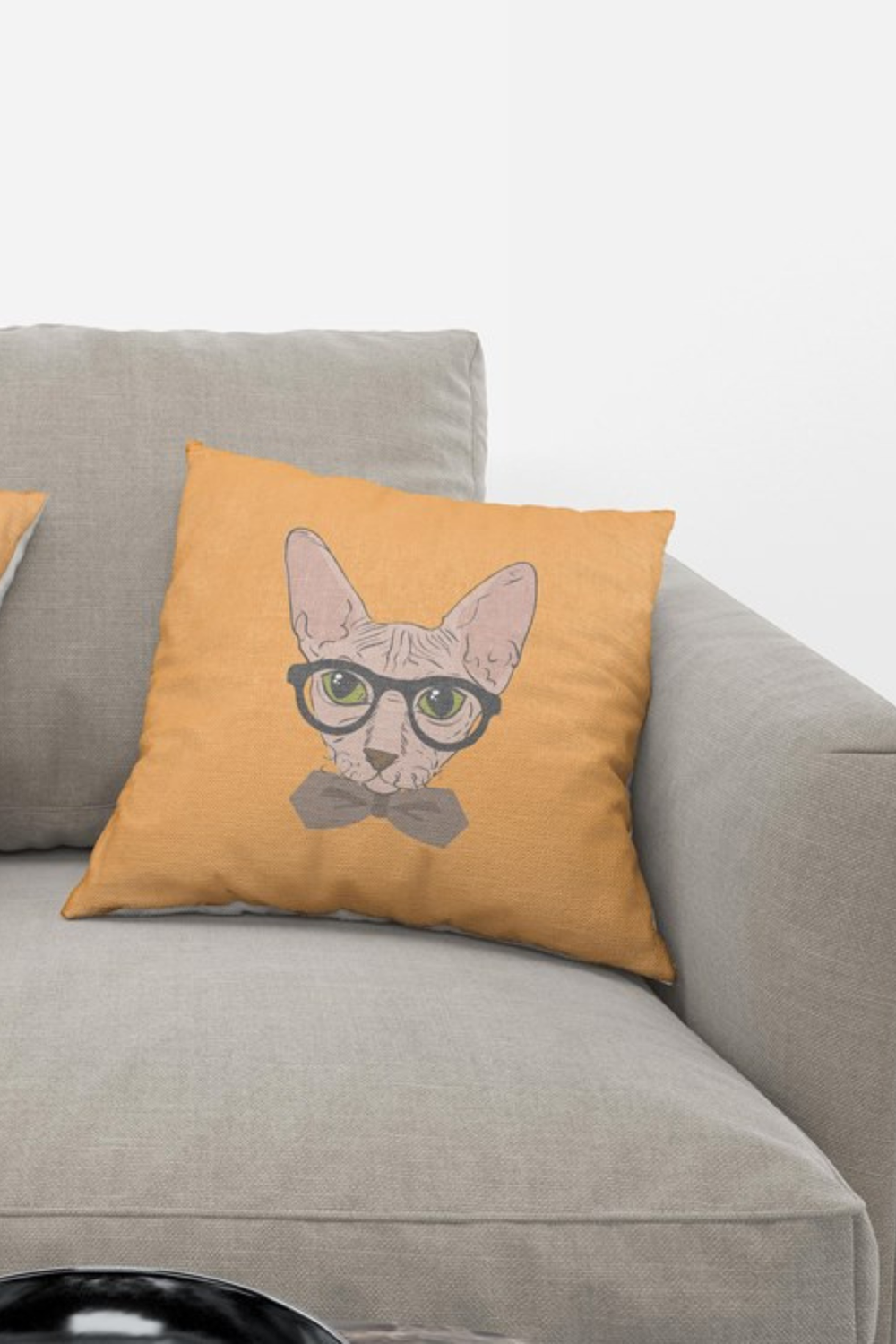 Lot De 4 Housses De Coussin Chat Orange - 40x40 cm