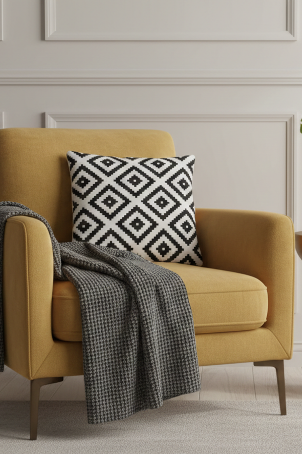 Lot De 4 Housses De Coussin Imprimées Sweet Home Noir - 43x43