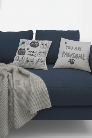 Lot De 4 Housses De Coussin Motif Chat - 40x40 cm