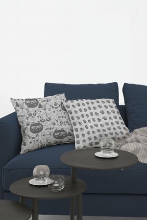 Lot De 4 Housses De Coussin Motif Chat - 40x40 cm