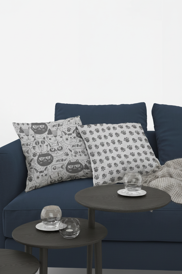Lot De 4 Housses De Coussin Motif Chat - 40x40 cm