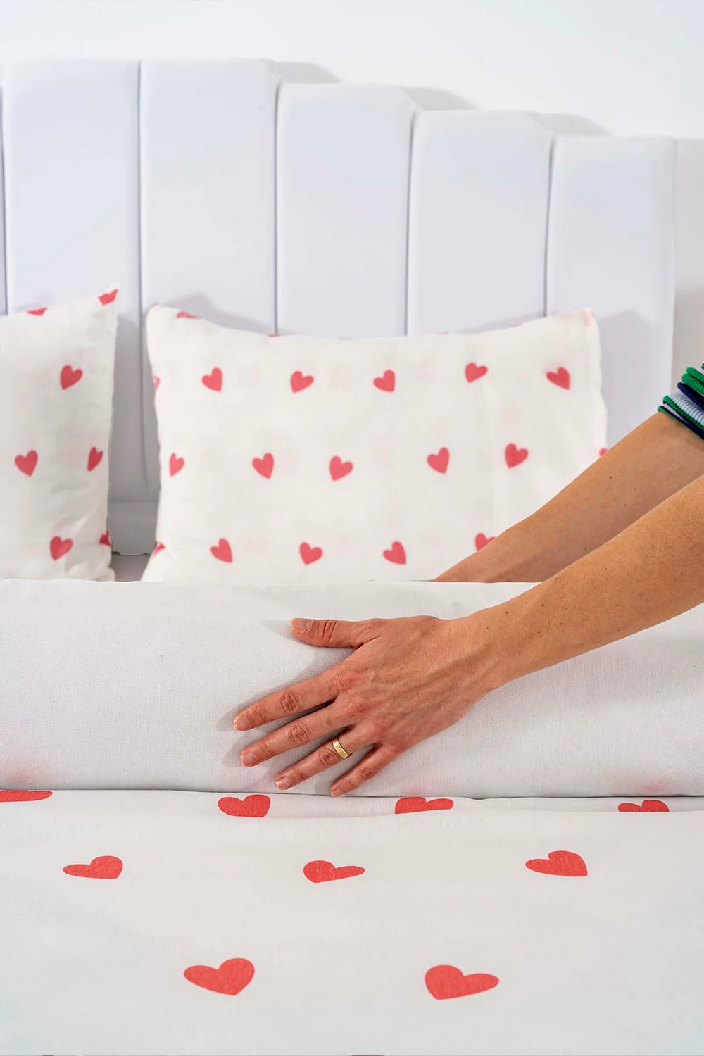 Ensemble de housse de couette d’une place kırmızı kalplı