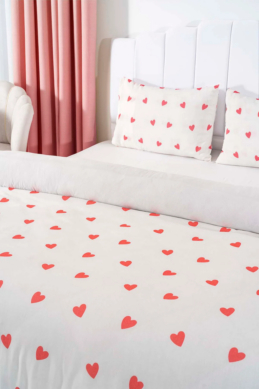 Ensemble de housse de couette d’une place kırmızı kalplı