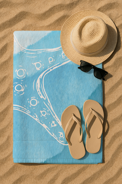 Serviette De Bain Imprimée Étoile Bleue - 70x150 cm