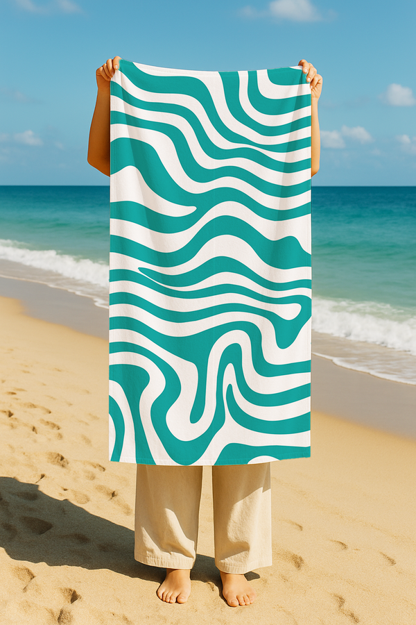 Serviette De Bain Imprimée Verte - 70x150 cm