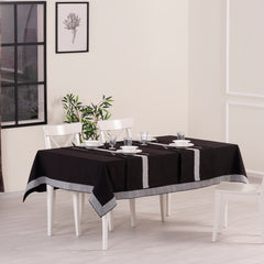 Alba Ensemble Nappe Rectangulaire Noir Et 2 Chemins De Table