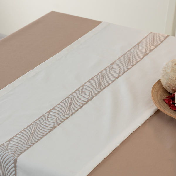 Alba Ensemble Nappe Rectangulaire Beige Et 2 Chemins De Table