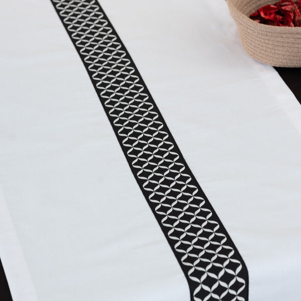 Alba Ensemble Nappe Rectangulaire Blanc Et 2 Chemins De Table