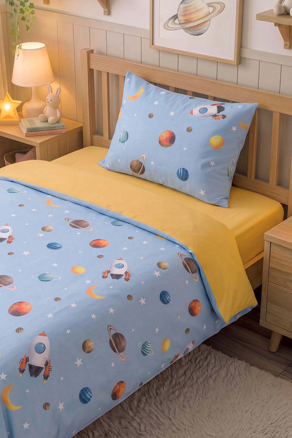 Bulutlar & Uzay Mekiği Ensemble de Housse de Couette pour Enfant en Coton