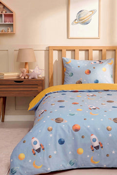 Bulutlar & Uzay Mekiği Ensemble de Housse de Couette pour Enfant en Coton