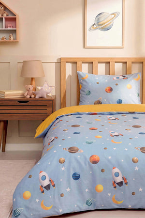 Bulutlar & Uzay Mekiği Ensemble de Housse de Couette pour Enfant en Coton