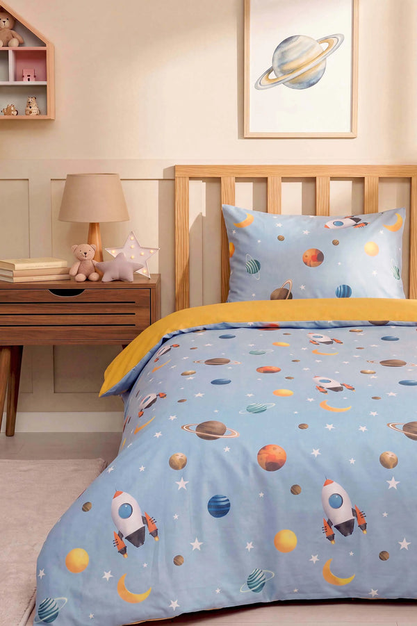 Bulutlar & Uzay Mekiği Ensemble de Housse de Couette pour Enfant en Coton