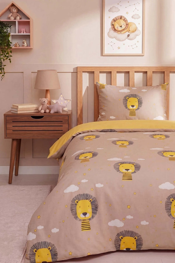 Bulutlu Aslan Ensemble de Housse de Couette pour Enfant en Coton