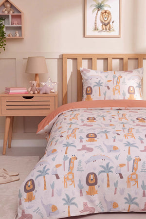 Hayvanat Bahçesi Ensemble de Housse de Couette pour Enfant en Coton