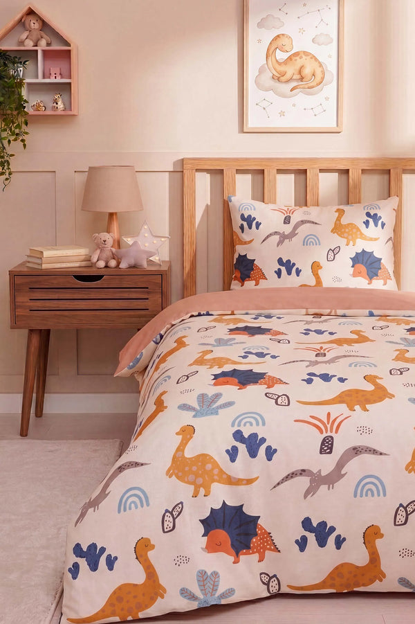 Dinozorlar Ensemble de Housse de Couette pour Enfant en Coton