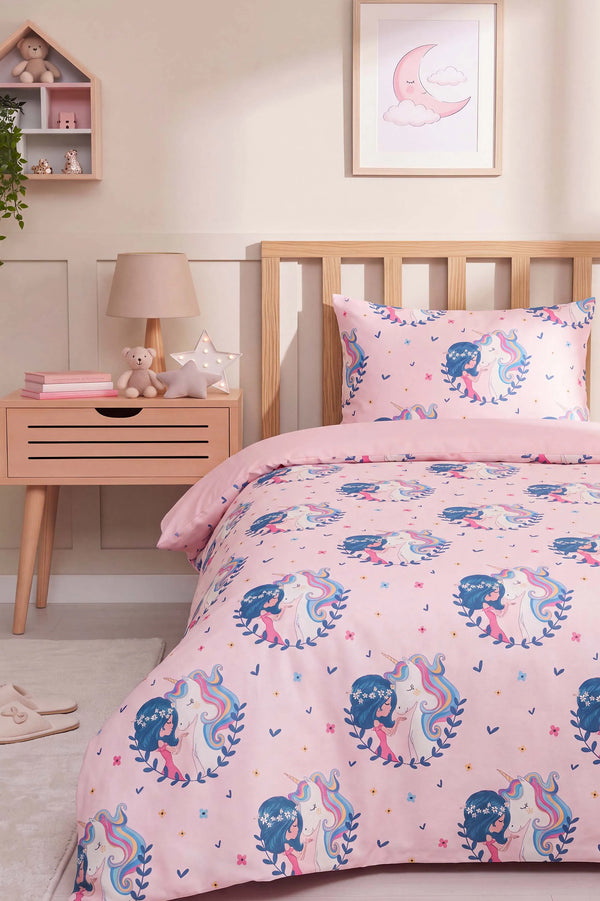 Unicorn Ensemble de Housse de Couette pour Enfant en Coton