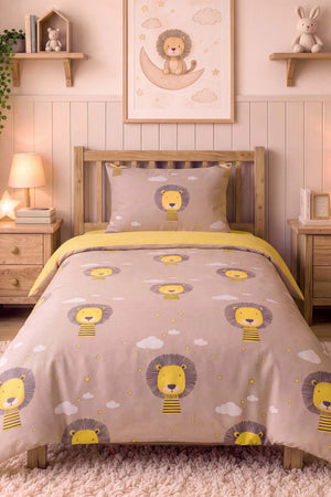 Bulutlu Aslan Ensemble de Housse de Couette pour Enfant en Coton