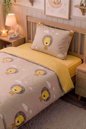 Bulutlu Aslan Ensemble de Housse de Couette pour Enfant en Coton
