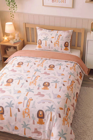 Hayvanat Bahçesi Ensemble de Housse de Couette pour Enfant en Coton