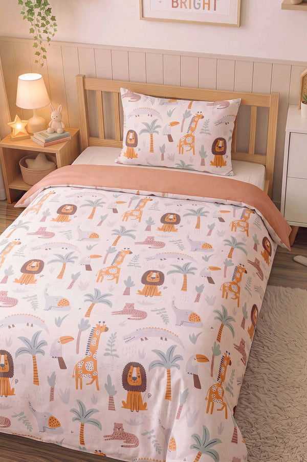 Hayvanat Bahçesi Ensemble de Housse de Couette pour Enfant en Coton