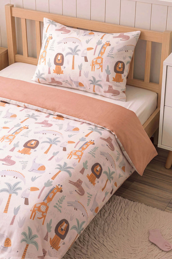Hayvanat Bahçesi Ensemble de Housse de Couette pour Enfant en Coton