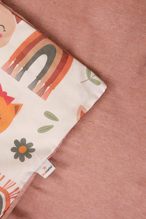 Gökkuşağı & Hayvanlar Ensemble de Housse de Couette pour Enfant en Coton