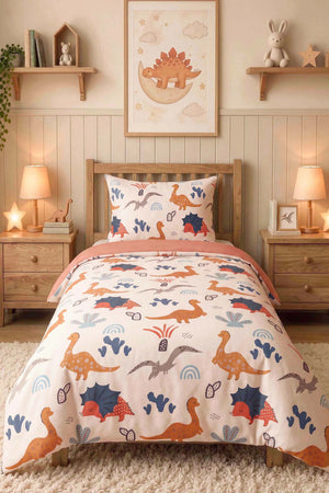 Dinozorlar Ensemble de Housse de Couette pour Enfant en Coton