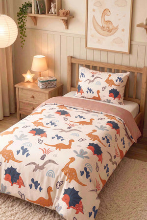 Dinozorlar Ensemble de Housse de Couette pour Enfant en Coton